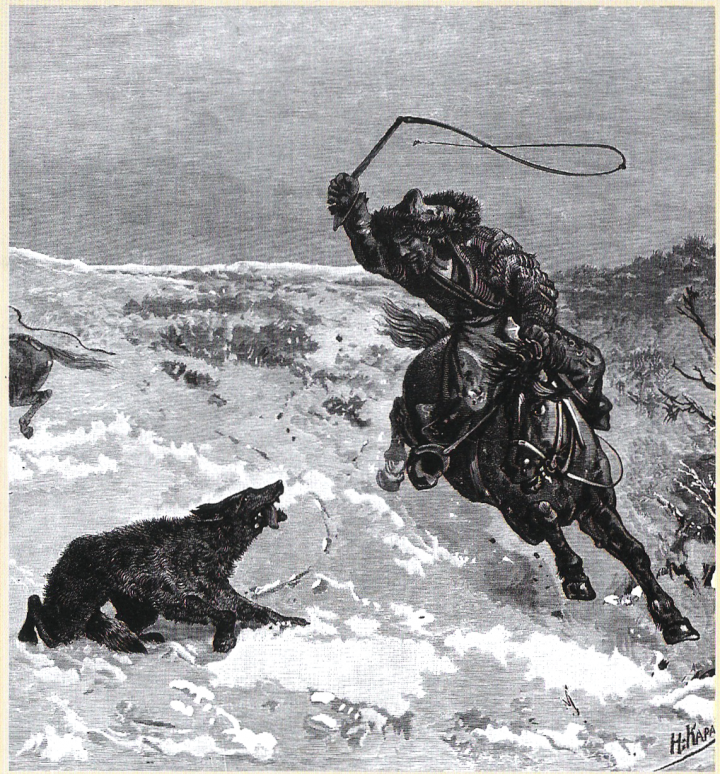 Охота на волков у казахов. Картина художника Николая Каразина, 19 век