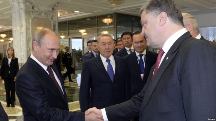 Президенты трех стран Назарбаев, Путин, Порошенко