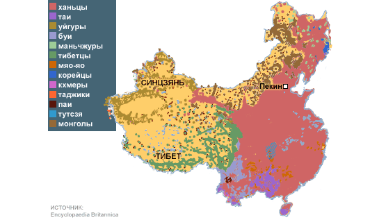 Этническая карта Китая