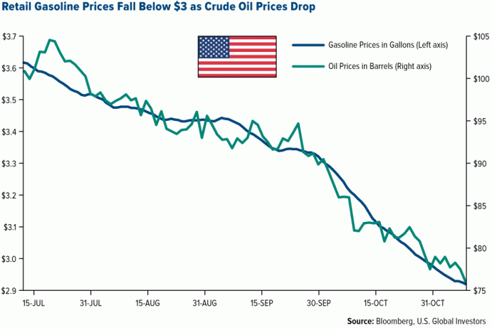 Цена на бензин в США напрямую зависит от цен на нефть