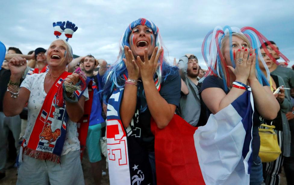 France fans watch the France and Romania match, in Marseille. REUTERS/Yves Herman