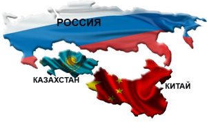 Казахстан, Китай, Россия, флаг, карта